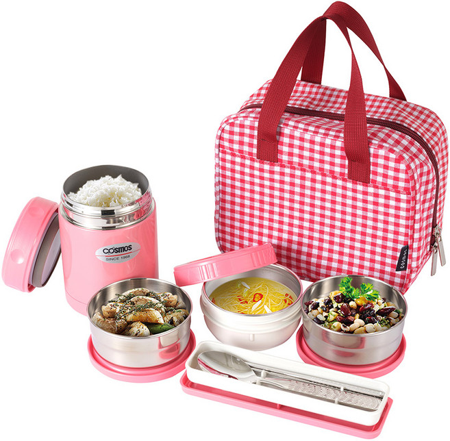 코스모스 다용도 도시락 0.4L, 핑크, 1세트