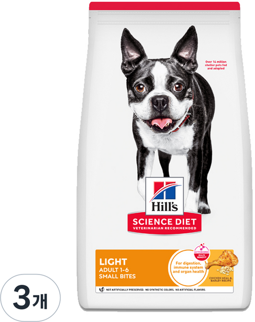 힐스사이언스다이어트 강아지 어덜트 스몰 바이트 기능성 사료, 다이어트(체중유지), 2kg, 3개
