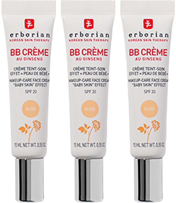 에르보리앙 BB 크림 SPF20, 누드, 15ml, 3개
