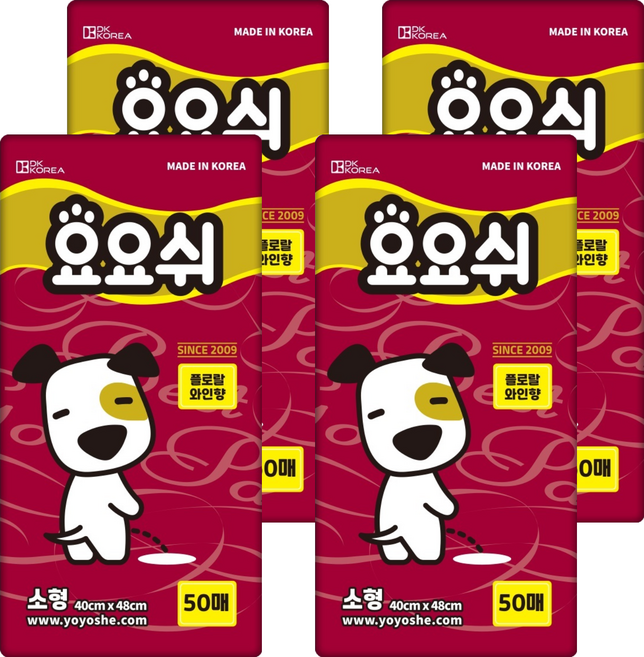 요요쉬 강아지 배변패드 와인 플로랄와인향, 50개입, 4개
