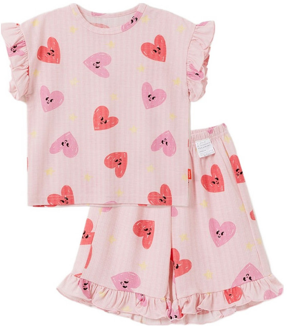 오즈키즈 여아용 냉감 반짝하트 실내복 상하의 세트