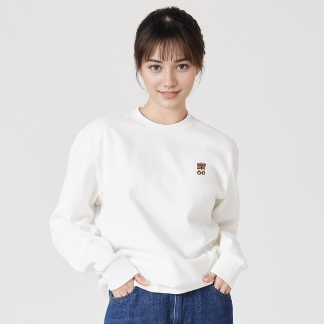 옥스타 남녀공용 미니미 슬리피 곰돌이 자수 특양면 맨투맨