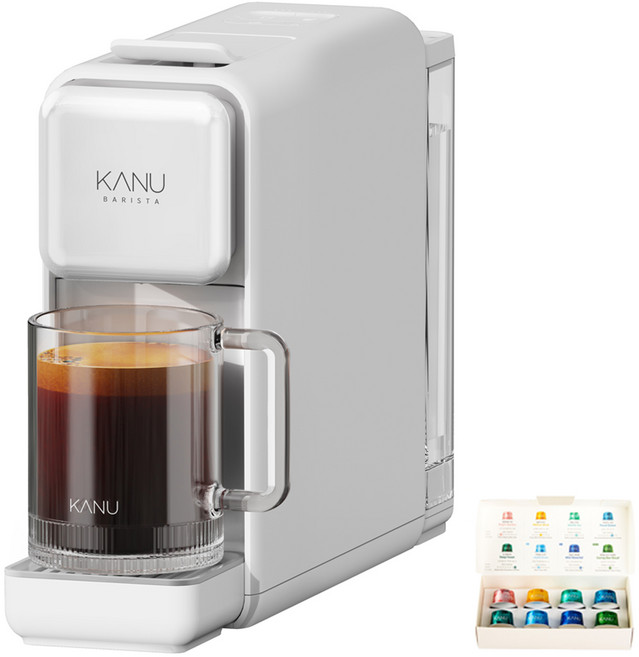 카누 바리스타 페블 커피머신 + 웰컴 캡슐 키트 세트, DSM-DN, 페블 화이트