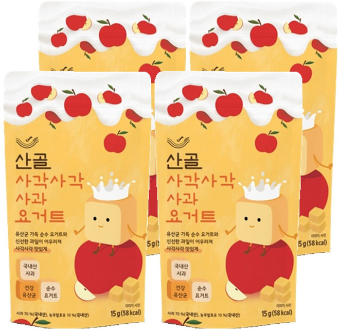 Ecomom Meal 山谷嘎吱優格球 蘋果, 15g, 4個, 蘋果口味