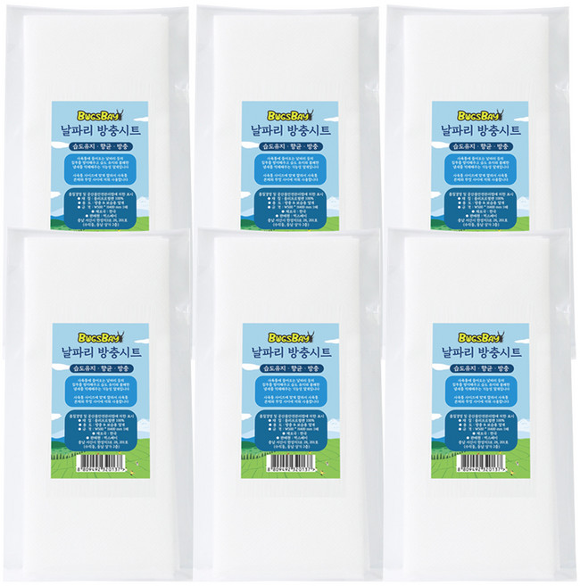 벅스베이 날파리 방충시트, 화이트, 6개