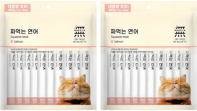 무마진 고양이 짜먹는 간식 40p, 연어, 480g, 2개