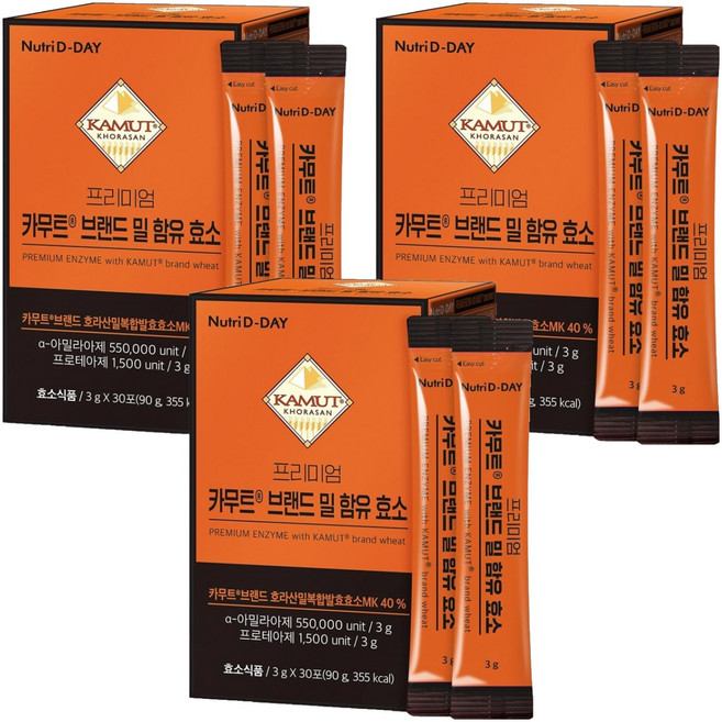 뉴트리디데이 프리미엄 카무트 브랜드 밀 함유 효소, 90g, 3개