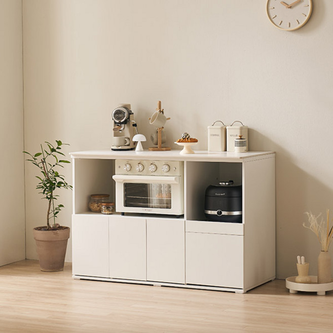 삼익가구 더쿡 1200 세라믹 수납형 아일랜드 식탁, 화이트, 2단