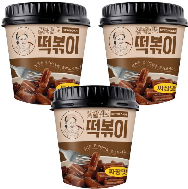 쌍팔년도 컵 떡볶이 짜장맛, 110g, 3개