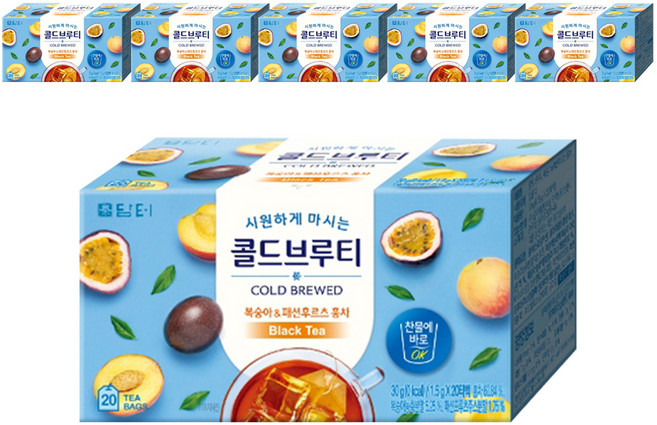 담터 콜드브루티 복숭아 패션후르츠 홍차, 1.5g, 20개입, 6개