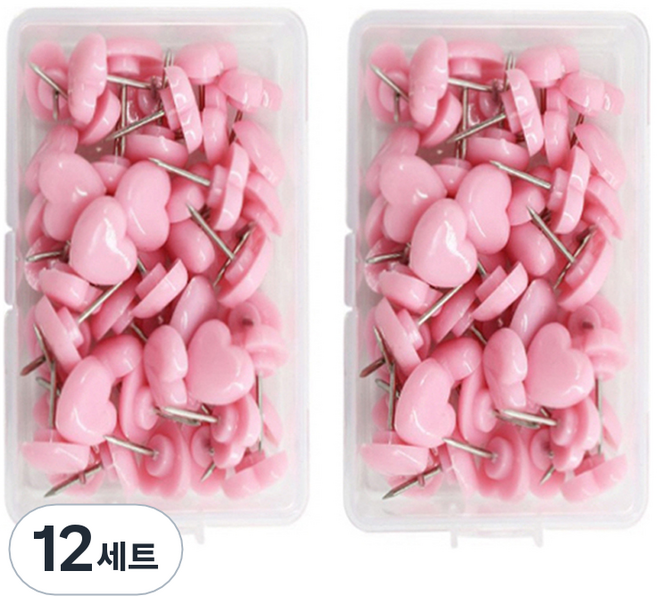 문구담 귀여운 하트모양 압정 세트 핑크, 50개입, 12세트