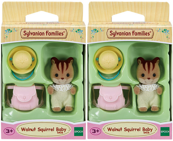 EPOCH Sylvanian Families 森林家族 胡桃松鼠寶寶公仔 5406, 2個