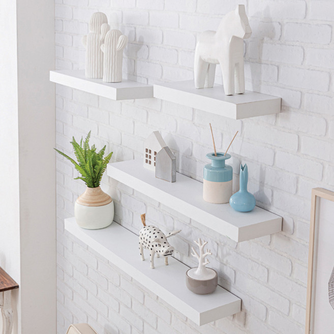 이즈하임 케이트 인테리어 무지주 선반, 화이트, 1단