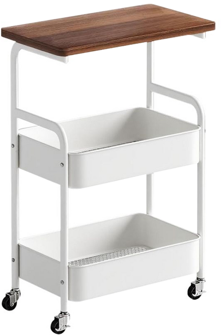 小麥購物 分層收納可移動置物架 L1239, 1個, 白色