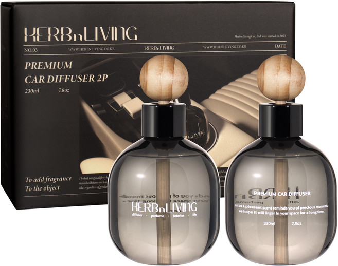 허브앤리빙 대용량 차량용 디퓨저 2p, 레몬유칼립투스, 1세트