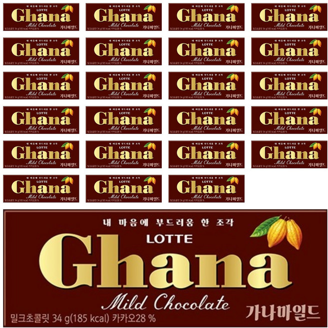 가나 마일드 밀크초콜릿, 34g, 24개