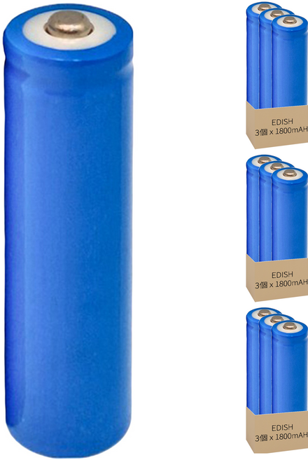 EDISH 可充電鋰電池 1800mAH 6.6 x 1.8cm, 3個裝, 9個