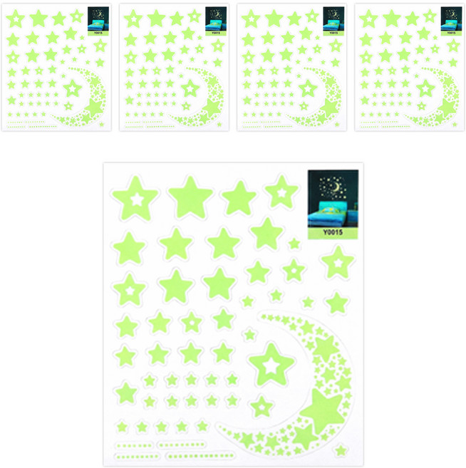 쿠말 천장 별 인테리어 스티커 달과별 21 x 24.5 cm, 야광, 5개