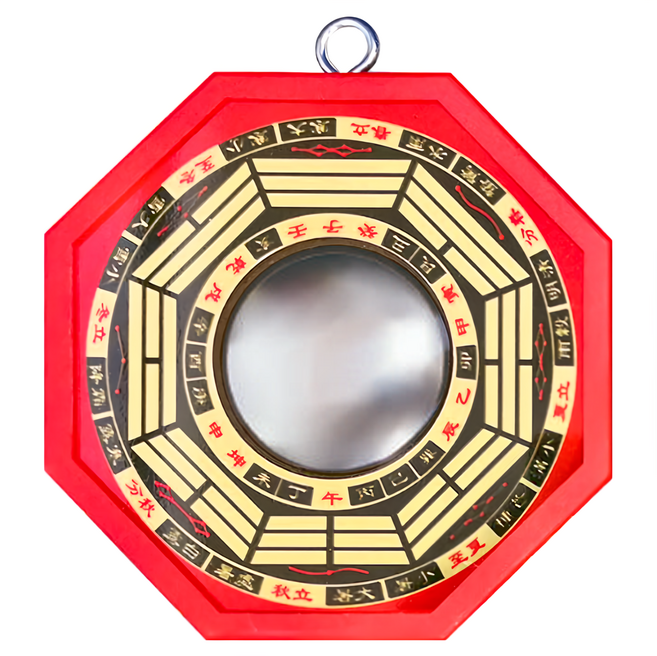 財神小舖 居家鎮宅 小八卦鏡 FA-3305-1 直徑10cm, 八卦凸鏡 金色 + 紅色, 1個
