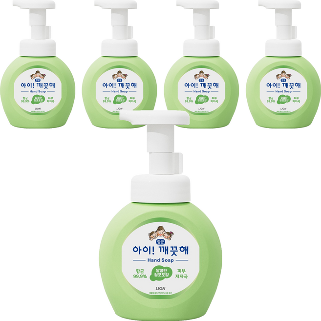 아이깨끗해 항균 폼 핸드솝 청포도향, 250ml, 5개
