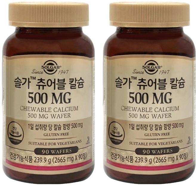 솔가 츄어블 칼슘 500 239.9g, 90정, 2개