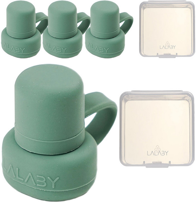 랄라비 실리콘 파우치 토퍼 2P 세트 빨대컵부속용품, 2세트, 토퍼2P(Green)+케이스