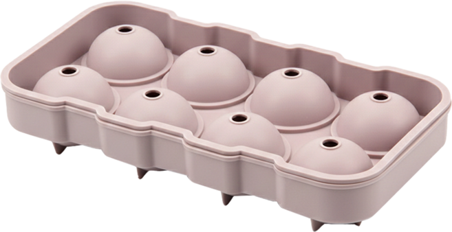 好拾選物 矽膠製冰盒 球形 8格, 1個, 莫蘭迪粉