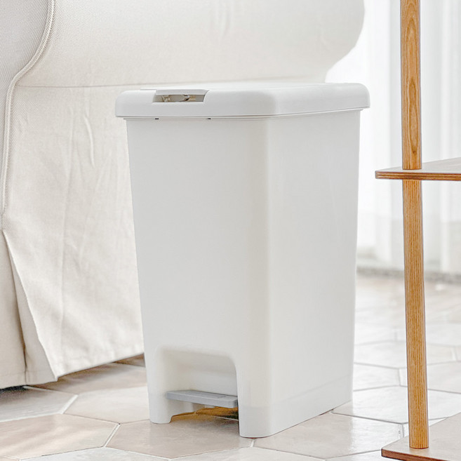 리빙해피 원터치 페달 휴지통 20L, 화이트