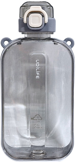 UdiLife 優的生活大師 扁型水壺, 750ml, 淺灰色, 1個