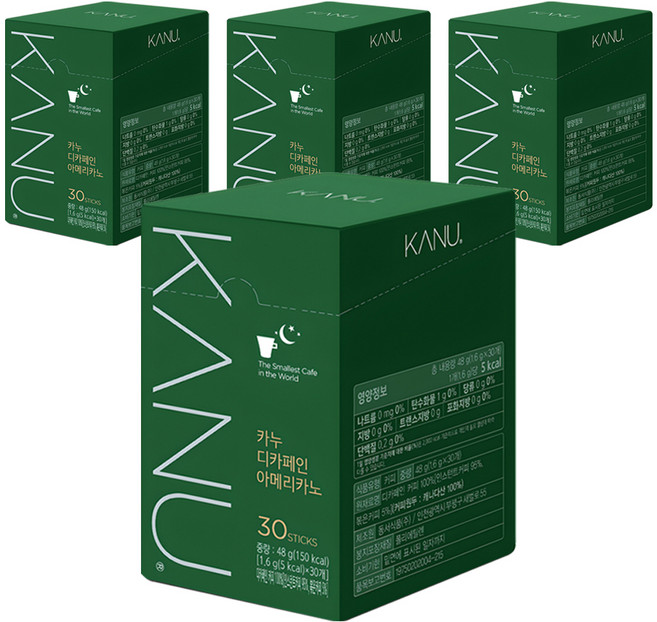 KANU 低咖啡因美式原豆即溶咖啡, 1.6g, 30入, 4個