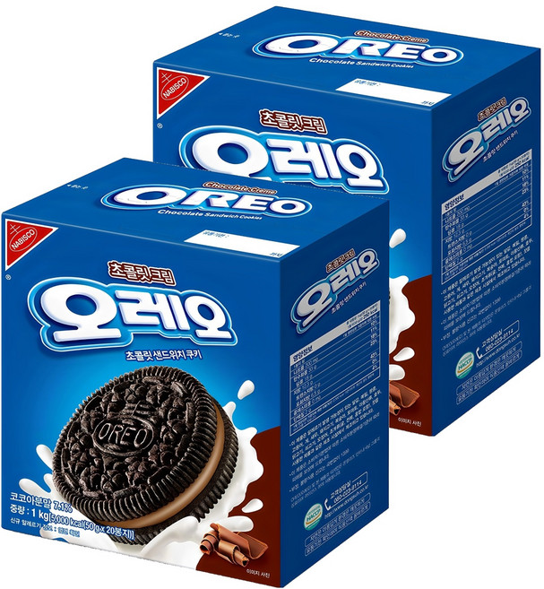 오레오 초콜릿 크림 초콜릿 샌드위치 쿠키, 1kg, 2개