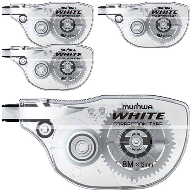 문화연필 수정테이프 5mm x 8M, 화이트, 4개