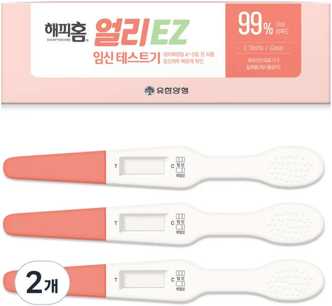 해피홈 얼리EZ 임신테스트기, 3개입, 2개 - 쿠팡