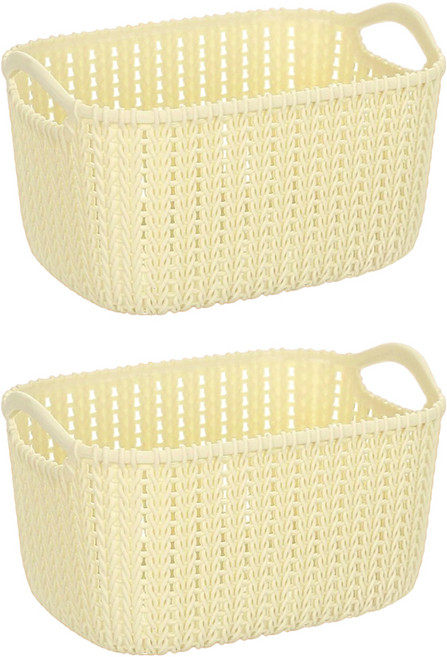 BangJiaShi 幫家適 仿藤編織收納籃 大, 米白色, 2個