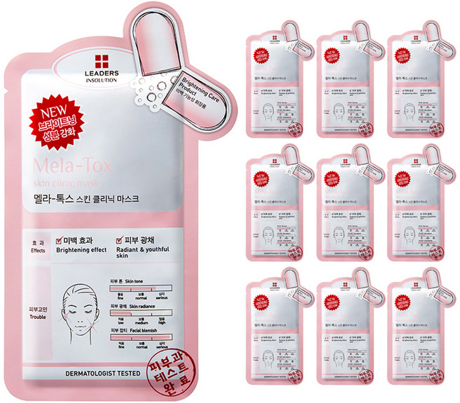 리더스 인솔루션 멜라 톡스 스킨 클리닉 마스크 팩, 1개입, 10개