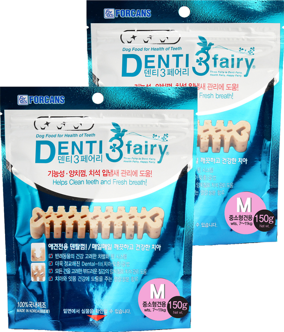 포켄스덴티페어리 강아지 덴탈껌 M, 타피오카, 150g, 2개