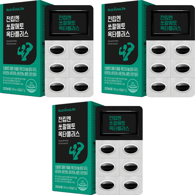 뉴트리원 전립엔 쏘팔메토 옥타플러스 17.4g, 30정, 3개