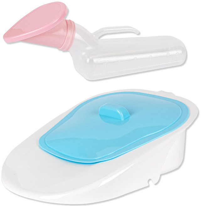 현대메딕스 여성용 신형 소변기 HD-UW-001 + 좌변기 HD-B-001 세트, 투명 + 화이트블루, 1세트