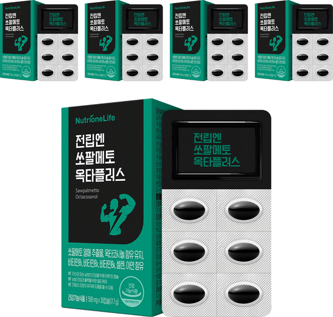 뉴트리원 전립엔 쏘팔메토 옥타플러스 17.4g, 30정, 5개