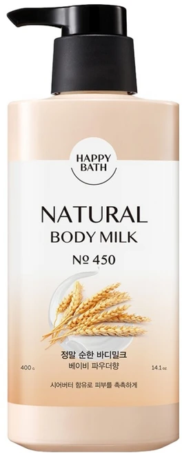 [비건뷰티] 해피바스 정말 순한 바디밀크 베이비 파우더향, 400g, 1개 - 쿠팡