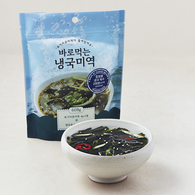유기식품 인증 바로먹는 냉국미역 2개입, 608g, 1개