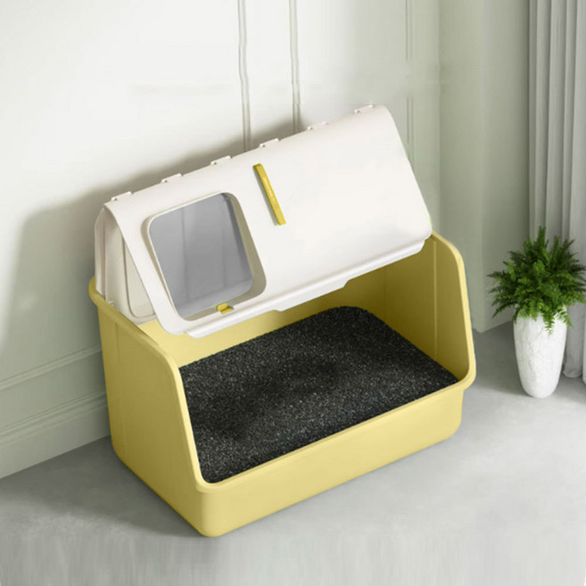 딩동펫 프론트 해치 특대형 고양이 화장실, 옐로우, 1개