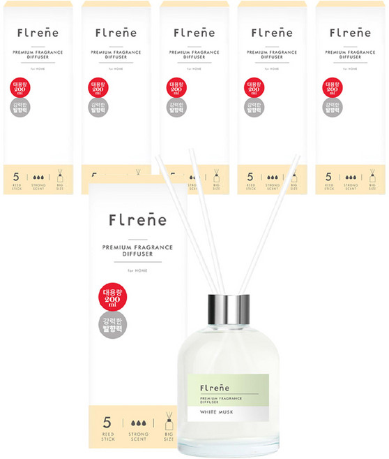 플렌느 실내용 디퓨저, 화이트무스크, 200ml, 6개