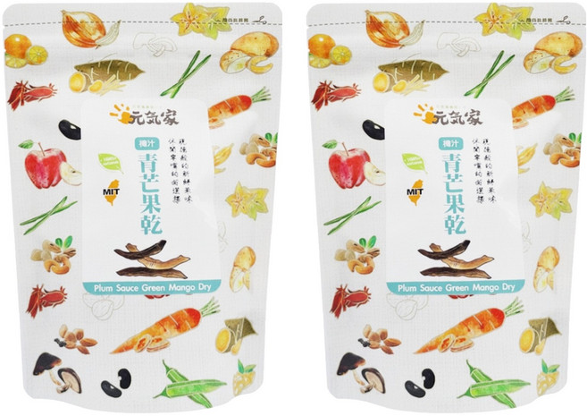 元氣家 梅汁青芒果乾, 2包, 200g