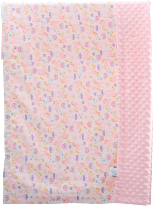 OhBabyLying 讓寶寶躺躺 荳荳毯 冬季夾棉絨款, 粉底獨角獸