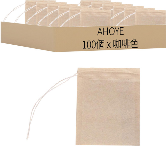 AHOYE 未漂白環保木漿泡茶袋, 100個, 咖啡色