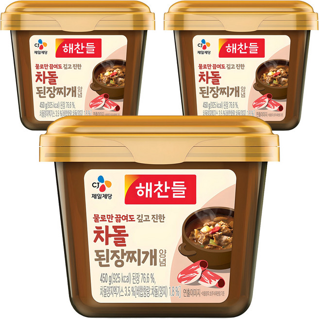 해찬들 물로만 끓여도 깊고 진한 차돌 된장찌개 양념, 450g, 3개
