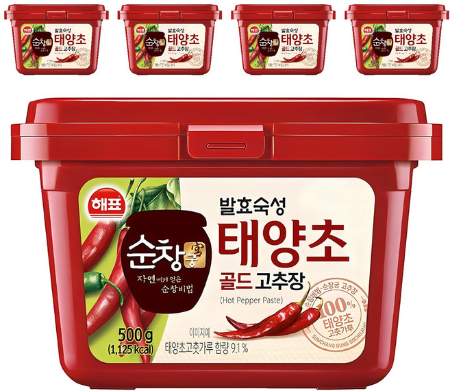 순창궁 태양초 골드 고추장, 500g, 5개