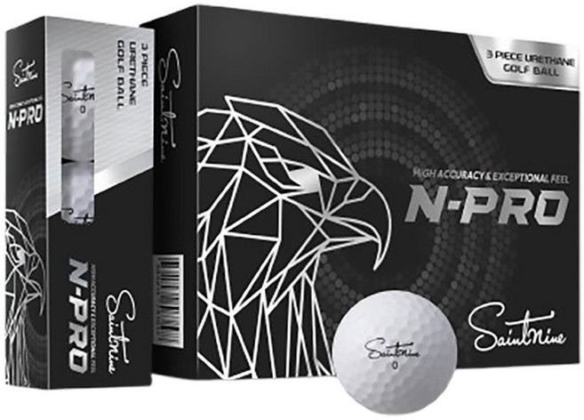 세인트나인 N PRO 프리미엄 우레탄 골프공 3피스, 화이트, 1개, 12개입