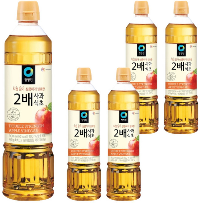 청정원 2배 사과식초, 900ml, 5개